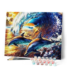 Carica l'immagine nel visualizzatore di Gallery, Dipingere con i numeri - Delfini Nelle Onde Figured'Art