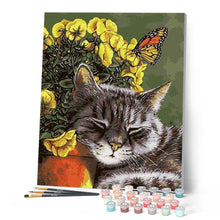 Carica l'immagine nel visualizzatore di Gallery, Dipingere con i numeri - Piccolo Gatto E Farfalla Figured'Art