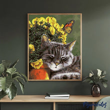 Carica l'immagine nel visualizzatore di Gallery, Dipingere con i numeri - Piccolo Gatto E Farfalla