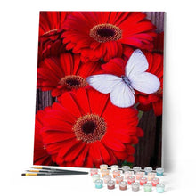 Carica l'immagine nel visualizzatore di Gallery, Dipingere con i numeri - Farfalla E Fiori Rossi Figured'Art