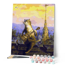 Carica l'immagine nel visualizzatore di Gallery, Dipingere con i numeri - Gatto Che Suona La Chitarra Figured'Art