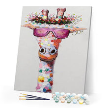 Carica l'immagine nel visualizzatore di Gallery, Dipingere con i numeri - Giraffa pop art con occhiali Figured'Art