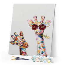 Carica l'immagine nel visualizzatore di Gallery, Dipingere con i numeri - Duo di giraffe pop art Figured'Art