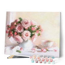 Carica l'immagine nel visualizzatore di Gallery, Dipingere con i numeri - Rose Rosa Su Un Tavolo Bianco Figured'Art