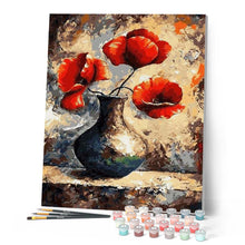 Carica l'immagine nel visualizzatore di Gallery, Dipingere con i numeri - Vaso Antico E Fiori Rossi Figured'Art