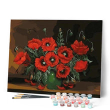 Carica l'immagine nel visualizzatore di Gallery, Dipingere con i numeri - Fiori Rosso Scuro Figured'Art