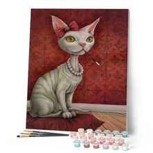 Carica l'immagine nel visualizzatore di Gallery, Dipingere con i numeri - Gatto Con La Collana E Portasigarette Figured'Art