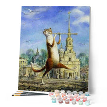 Carica l'immagine nel visualizzatore di Gallery, Dipingere con i numeri - Gatto Che Suona Il Flauto Figured'Art