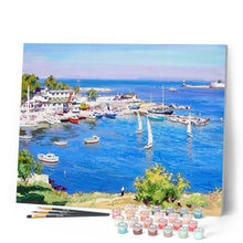 Carica l'immagine nel visualizzatore di Gallery, Dipingere con i numeri - Vista Di Un Porticciolo Greco Figured'Art