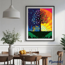 Carica l'immagine nel visualizzatore di Gallery, Dipingere con i numeri - Albero Giorno E Notte