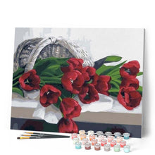 Carica l'immagine nel visualizzatore di Gallery, Dipingere con i numeri - Cesto Di Tulipani Romantici Figured'Art