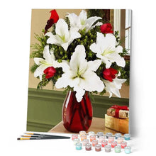 Carica l'immagine nel visualizzatore di Gallery, Dipingere con i numeri - Vaso Rosso E Fiore Bianco Figured'Art