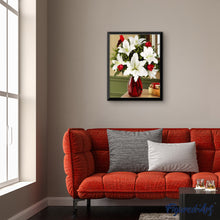Carica l'immagine nel visualizzatore di Gallery, Dipingere con i numeri - Vaso Rosso E Fiore Bianco