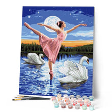 Carica l'immagine nel visualizzatore di Gallery, Dipingere con i numeri - Lago Dei Cigni E Luna Piena Figured'Art
