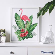 Carica l'immagine nel visualizzatore di Gallery, Dipingere con i numeri - Fenicottero Rosa E Fiori