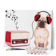 Carica l'immagine nel visualizzatore di Gallery, Dipingere con i numeri - Cane Che Ascolta La Musica Figured'Art