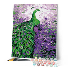 Carica l'immagine nel visualizzatore di Gallery, Dipingere con i numeri - Pavone Viola Verde Figured'Art