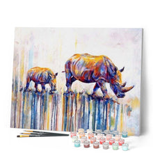 Carica l'immagine nel visualizzatore di Gallery, Dipingere con i numeri - Rinoceronte Mamma e Cucciolo Figured'Art