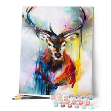 Carica l'immagine nel visualizzatore di Gallery, Dipingere con i numeri - Acquerello Ritratto Di Cervi Colorati Figured'Art