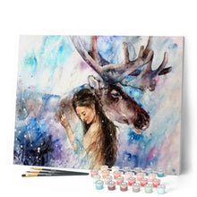 Carica l'immagine nel visualizzatore di Gallery, Dipingere con i numeri - Ragazza Con Alci Figured'Art
