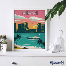 Carica l'immagine nel visualizzatore di Gallery, Dipingere con i numeri - Poster di viaggio a Miami