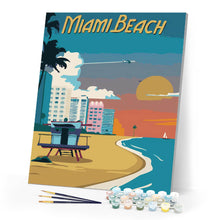 Carica l'immagine nel visualizzatore di Gallery, Dipingere con i numeri - Poster di viaggio a Miami Beach Figured'Art