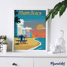 Carica l'immagine nel visualizzatore di Gallery, Dipingere con i numeri - Poster di viaggio a Miami Beach