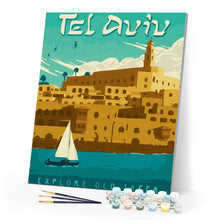 Carica l'immagine nel visualizzatore di Gallery, Dipingere con i numeri - Poster di viaggio a Tel Aviv Figured'Art