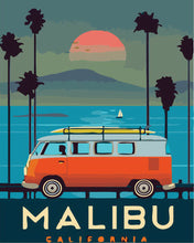 Carica l'immagine nel visualizzatore di Gallery, Dipingere con i numeri - Poster di viaggio a Malibu, California
