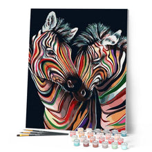 Carica l'immagine nel visualizzatore di Gallery, Dipingere con i numeri - Coppia Di Zebre Colorate Figured'Art