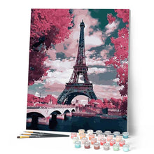 Carica l'immagine nel visualizzatore di Gallery, Dipingere con i numeri - Torre Eiffel In Primavera Colori Rosa Figured'Art