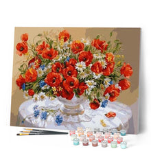 Carica l'immagine nel visualizzatore di Gallery, Dipingere con i numeri - Bouquet Di Fiori Rossi Su Un Tavolo Figured'Art