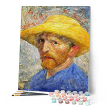 Carica l'immagine nel visualizzatore di Gallery, Dipingere con i numeri - Van Gogh Autoritratto Con Cappello Di Paglia Figured'Art