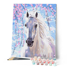 Carica l'immagine nel visualizzatore di Gallery, Dipingere con i numeri - Cavallo Bianco E Fiori Figured'Art