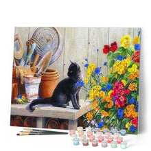 Carica l'immagine nel visualizzatore di Gallery, Dipingere con i numeri - Gattino Nero In Giardino Figured'Art