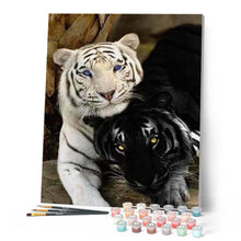 Carica l'immagine nel visualizzatore di Gallery, Dipingere con i numeri - Tigri Bianche E Nere Figured'Art