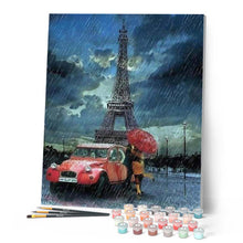 Carica l'immagine nel visualizzatore di Gallery, Dipingere con i numeri - Torre Eiffel Romantica Sotto La Pioggia Figured'Art