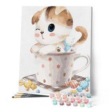 Carica l'immagine nel visualizzatore di Gallery, Dipingere con i numeri - Gatto Con Tazza Di Tè Figured'Art