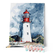 Carica l'immagine nel visualizzatore di Gallery, Dipingere con i numeri - Faro Sotto Un Cielo Nuvoloso Figured'Art