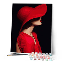 Carica l'immagine nel visualizzatore di Gallery, Dipingere con i numeri - La Signora Con Un Cappello Rosso Figured'Art