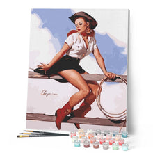Carica l'immagine nel visualizzatore di Gallery, Dipingere con i numeri - Pin-up cowgirl Figured'Art