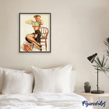 Carica l'immagine nel visualizzatore di Gallery, Dipingere con i numeri - Pin-up vintage che lavora a maglia