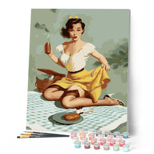 Carica l'immagine nel visualizzatore di Gallery, Dipingere con i numeri - Pin-up vintage e tovaglia da picnic Figured'Art