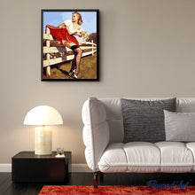 Carica l'immagine nel visualizzatore di Gallery, Dipingere con i numeri - Pin-up vintage che scavalca la recinzione