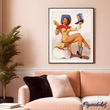 Carica l'immagine nel visualizzatore di Gallery, Dipingere con i numeri - Pin-up vintage con texani blu