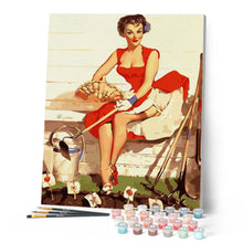 Carica l'immagine nel visualizzatore di Gallery, Dipingere con i numeri - Pin-up che fa giardinaggio Figured'Art