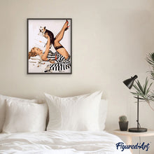 Carica l'immagine nel visualizzatore di Gallery, Dipingere con i numeri - Pin-up che gioca con il suo cane