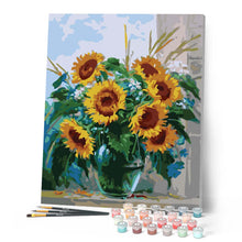 Carica l'immagine nel visualizzatore di Gallery, Dipingere con i numeri - Vaso trasparente e girasoli Figured'Art