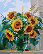 Carica l'immagine nel visualizzatore di Gallery, Dipingere con i numeri - Vaso trasparente e girasoli