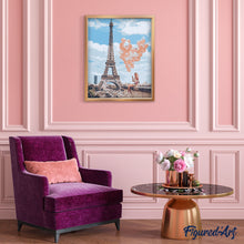 Carica l'immagine nel visualizzatore di Gallery, Dipingere con i numeri - Donna e palloncini sul bordo della Torre Eiffel